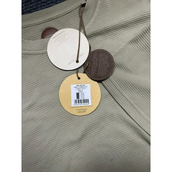 Common People Beige Ribbed Short-Sleeve Crew Neck Top - Picture 5 of 6